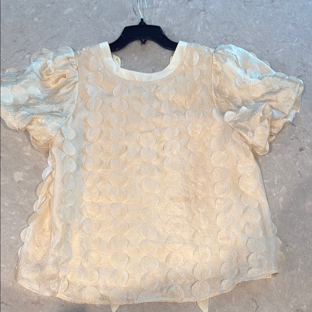 Cream Flutter Sleeve Ruffled Blouse
